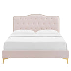 Amber Tufted Performance Velvet Twin Platform Bed