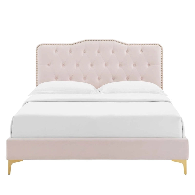 Amber Tufted Performance Velvet Twin Platform Bed