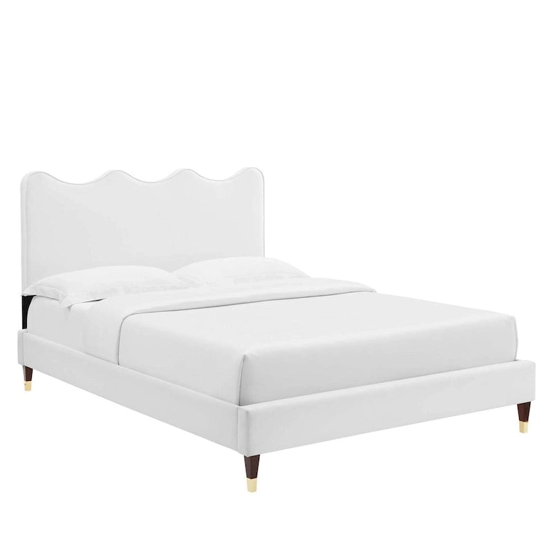 Letto a piattaforma intero in velluto Current Performance
