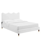 Letto a piattaforma intero in velluto Current Performance