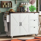 Large Rolling Kitchen Island with Storage and Power Supply