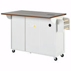 Large Rolling Kitchen Island with Storage and Power Supply
