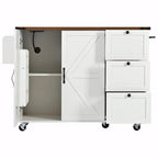 Large Rolling Kitchen Island with Storage and Power Supply