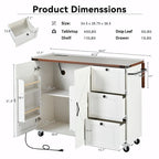 Large Rolling Kitchen Island with Storage and Power Supply