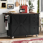 Large Rolling Kitchen Island with Storage and Power Supply