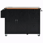 Large Rolling Kitchen Island with Storage and Power Supply