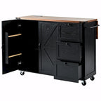 Large Rolling Kitchen Island with Storage and Power Supply