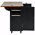 Large Rolling Kitchen Island with Storage and Power Supply