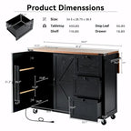 Large Rolling Kitchen Island with Storage and Power Supply