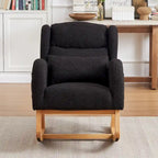 Modern Accent High Backrest Living Room Lounge Arm Rocking Chair, Two Side Pocket