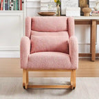 Modern Accent High Backrest Living Room Lounge Arm Rocking Chair, Two Side Pocket