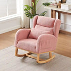 Modern Accent High Backrest Living Room Lounge Arm Rocking Chair, Two Side Pocket