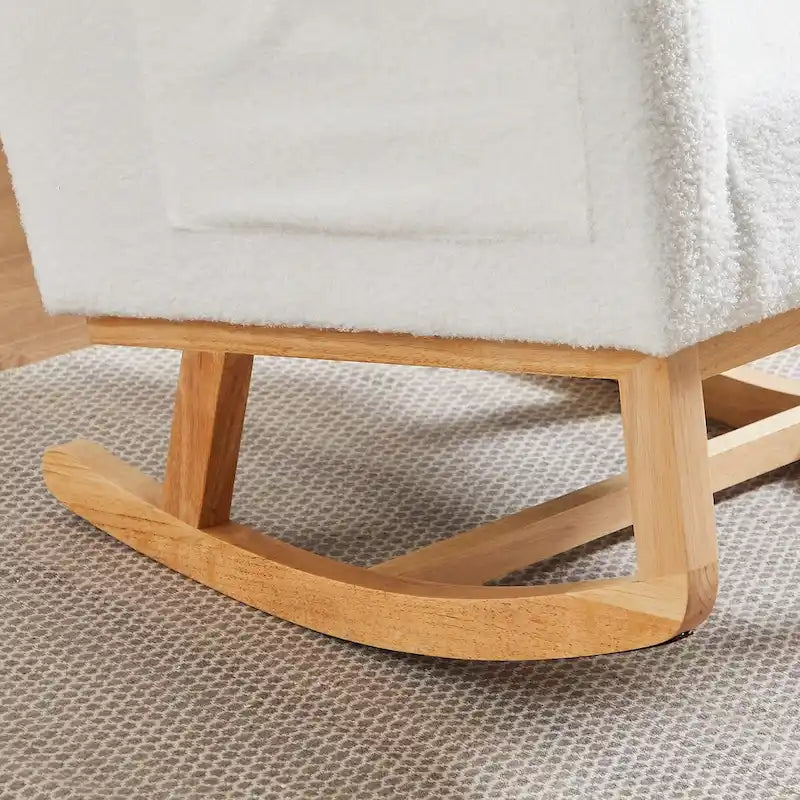 Modern Accent High Backrest Living Room Lounge Arm Rocking Chair, Two Side Pocket