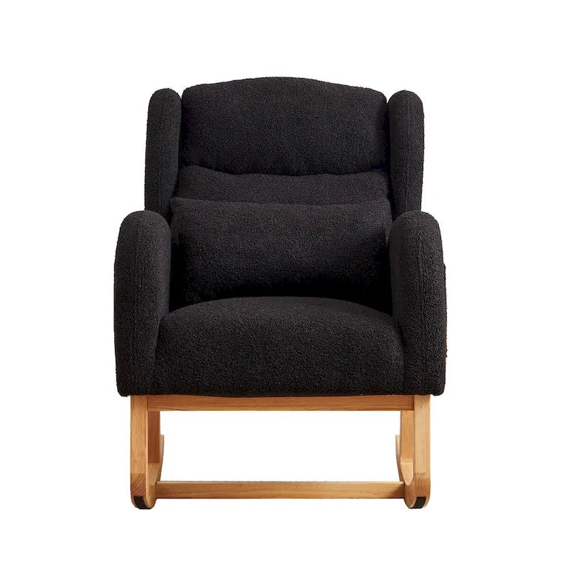 Modern Accent High Backrest Living Room Lounge Arm Rocking Chair, Two Side Pocket