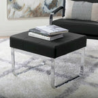Studio Designs Home Allure Rectangular Metal Blended Leather Modern Ottoman