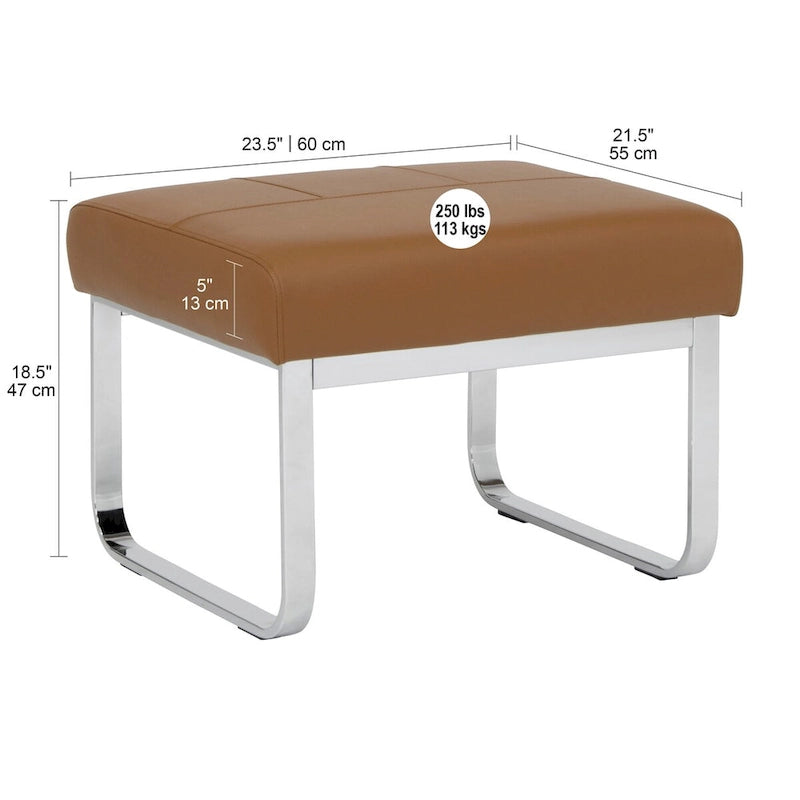 Studio Designs Home Allure Rectangular Metal Blended Leather Modern Ottoman