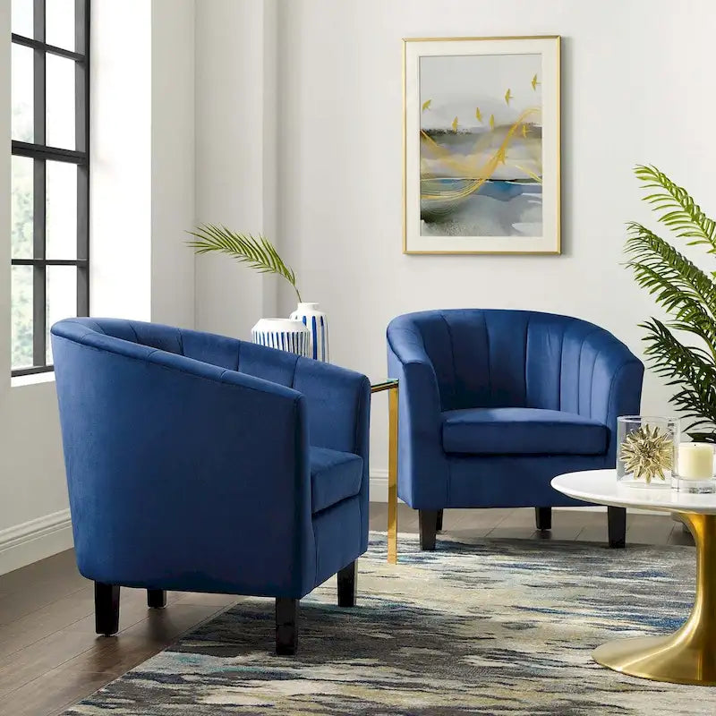 Silver Orchid Streitmann Channel Tufted Velvet Armchair (Set of 2)