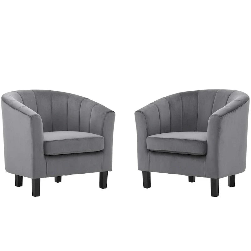 Silver Orchid Streitmann Channel Tufted Velvet Armchair (Set of 2)