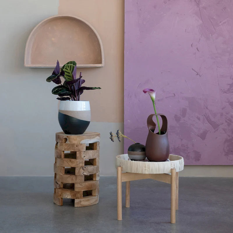 Wood Stool with Textured Surface