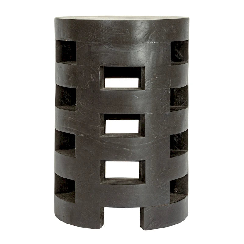 Wood Stool with Textured Surface