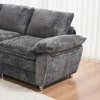 Modern Deep 3-Seat Sofa Couch with Ottoman