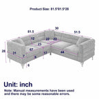 81.5 Oversized 5-Seater L-Shaped Sectional Corner Sofa w/ 3 Cushions