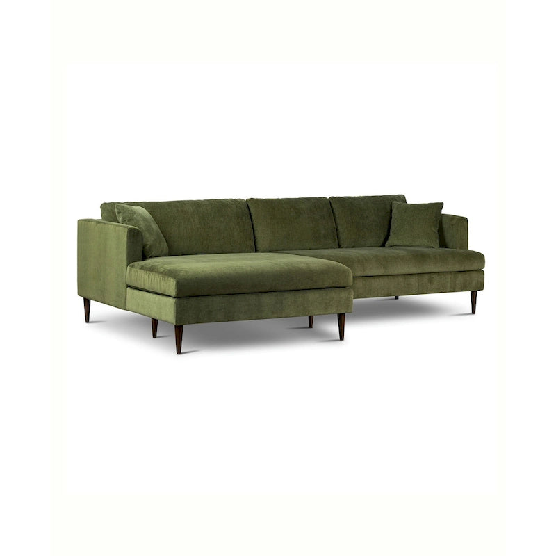 Divano componibile Poly & Bark Lucerne con chaise longue extra-large in velluto verde anticato
