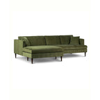 Divano componibile Poly & Bark Lucerne con chaise longue extra-large in velluto verde anticato