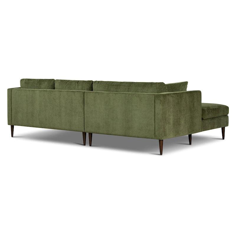 Divano componibile Poly & Bark Lucerne con chaise longue extra-large in velluto verde anticato