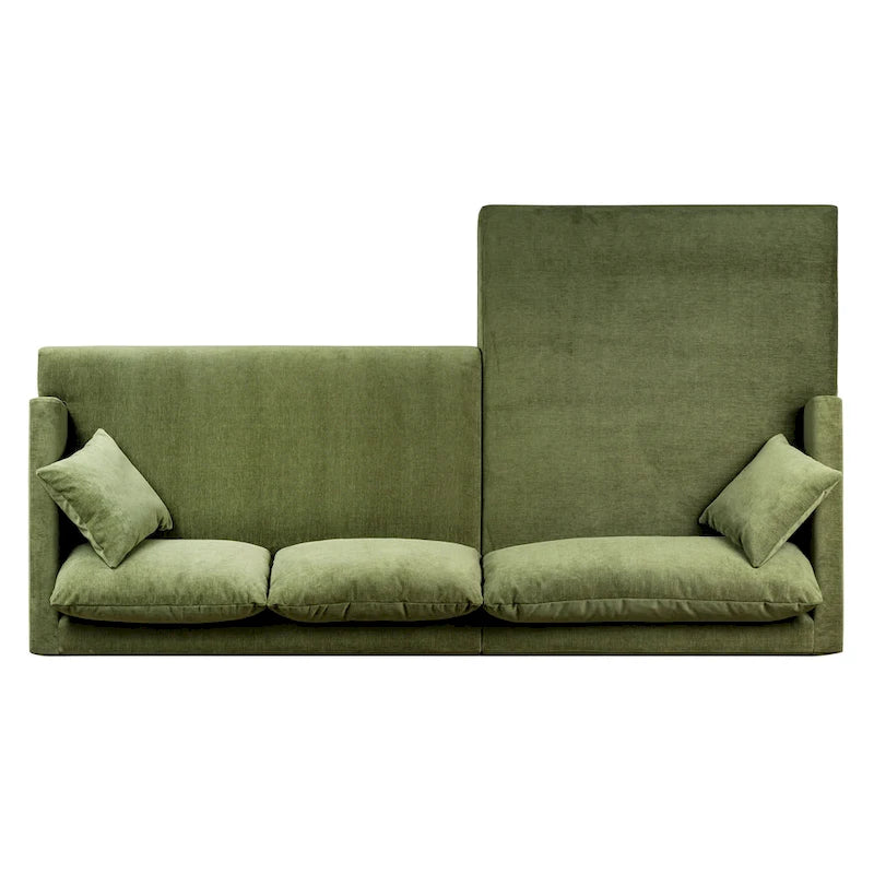 Divano componibile Poly & Bark Lucerne con chaise longue extra-large in velluto verde anticato