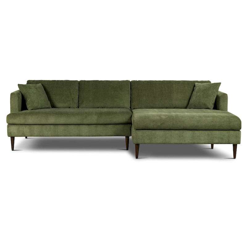 Divano componibile Poly & Bark Lucerne con chaise longue extra-large in velluto verde anticato