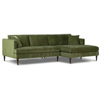 Divano componibile Poly & Bark Lucerne con chaise longue extra-large in velluto verde anticato