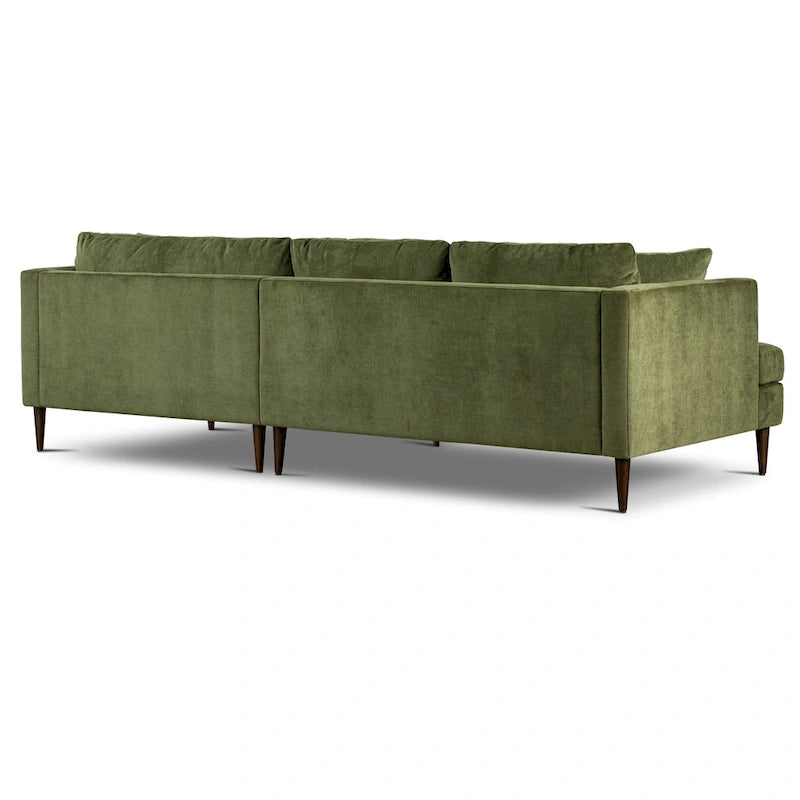 Divano componibile Poly & Bark Lucerne con chaise longue extra-large in velluto verde anticato