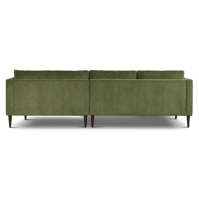 Divano componibile Poly & Bark Lucerne con chaise longue extra-large in velluto verde anticato