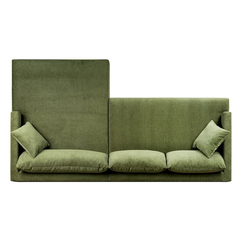 Divano componibile Poly & Bark Lucerne con chaise longue extra-large in velluto verde anticato