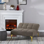 Convertible Sofa Bed Futon with Solid Wood Legs Linen Fabric Musterd Green