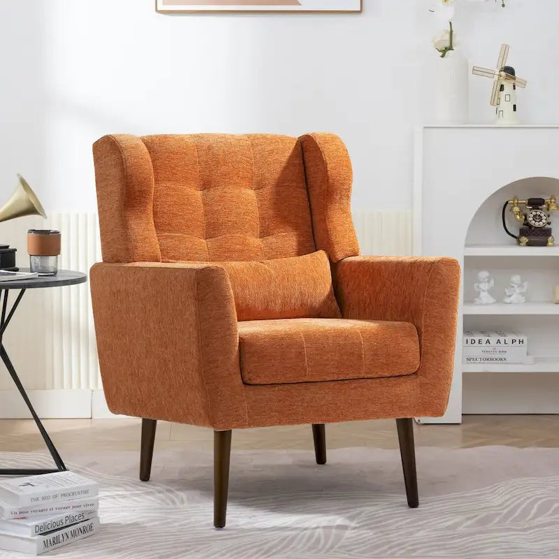 Modern Accent Chair,Chenille Arm Chairs for Living Room,Comfy Soft Padded Lounge Chair in Small Space, Bedroom