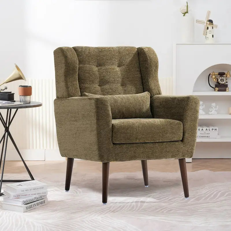 Modern Accent Chair,Chenille Arm Chairs for Living Room,Comfy Soft Padded Lounge Chair in Small Space, Bedroom