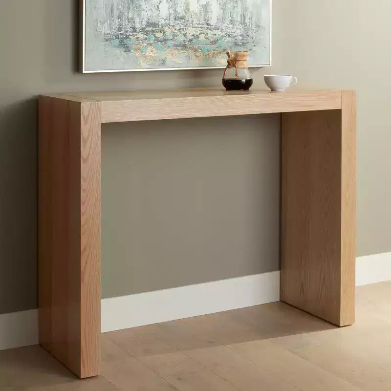 Studio 55D Jessa Tavolo da Bar Rettangolare Moderno Minimalista Grigio Rovere Lucido 127 x 45,7 cm Marrone Naturale per Soggiorno Cucina