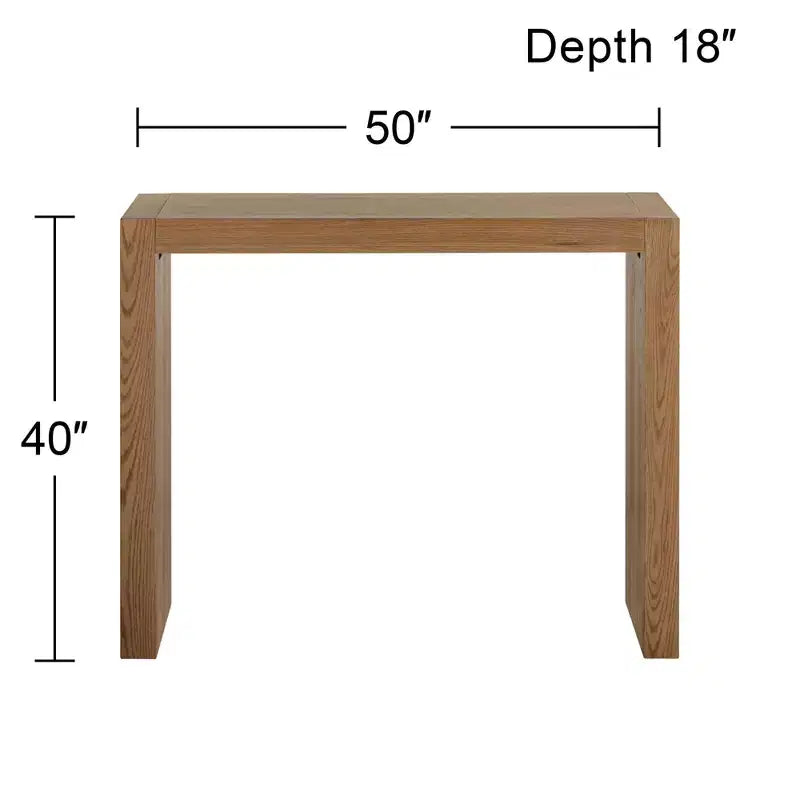 Studio 55D Jessa Tavolo da Bar Rettangolare Moderno Minimalista Grigio Rovere Lucido 127 x 45,7 cm Marrone Naturale per Soggiorno Cucina