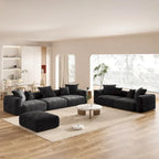 Large Corduroy Fabrics Upholstery Modular Sectional Sofa Set for Living Room