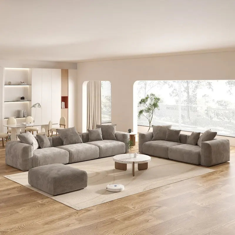 Large Corduroy Fabrics Upholstery Modular Sectional Sofa Set for Living Room