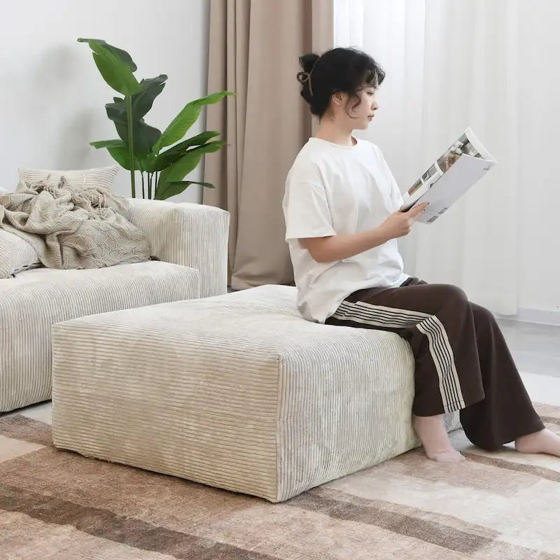 Large Corduroy Fabrics Upholstery Modular Sectional Sofa Set for Living Room