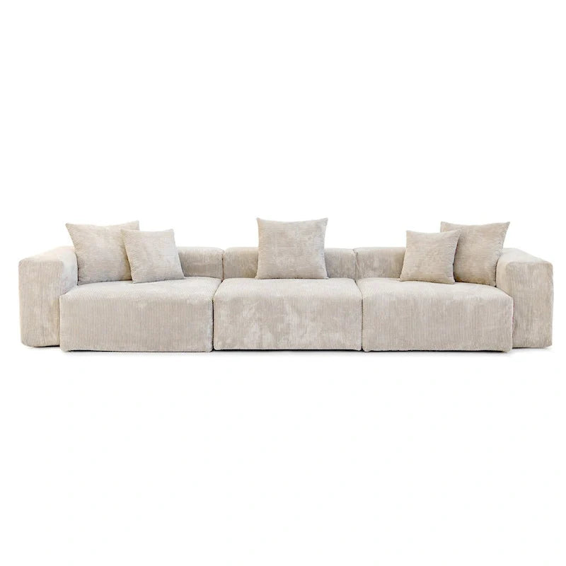 Large Corduroy Fabrics Upholstery Modular Sectional Sofa Set for Living Room