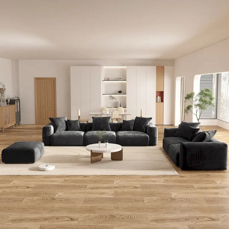 Large Corduroy Fabrics Upholstery Modular Sectional Sofa Set for Living Room