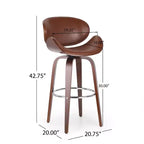 Sgabello da bar girevole GDFStudio Candler da 76 cm, in finta pelle e legno, stile Mid-Century Modern