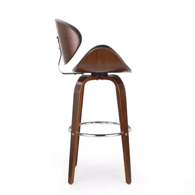 Sgabello da bar girevole GDFStudio Candler da 76 cm, in finta pelle e legno, stile Mid-Century Modern