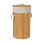 Bamboo Laundry Hamper with Rope Handles, Lid and Removable Machine Washable Laundry Bag