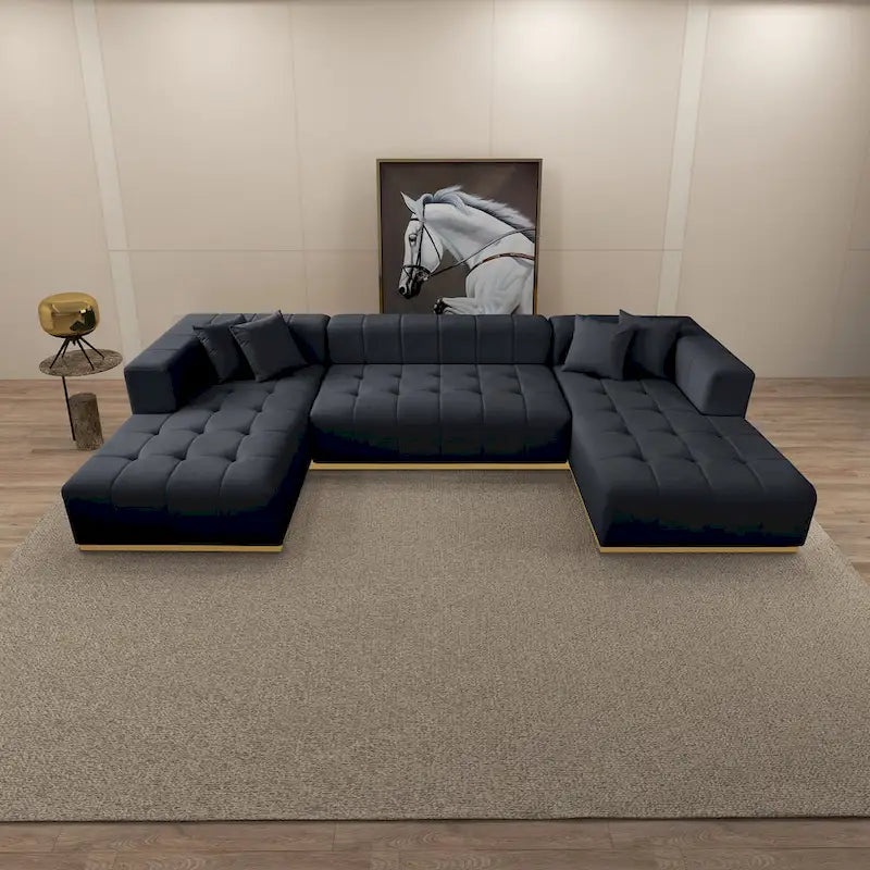 Bliss 3-Piece Velvet U-Shaped Corner Sectional Sofa