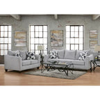 Set da soggiorno 2 pezzi Roundhill Furniture Duleek, divano e divanetto, Herringbone Silver
